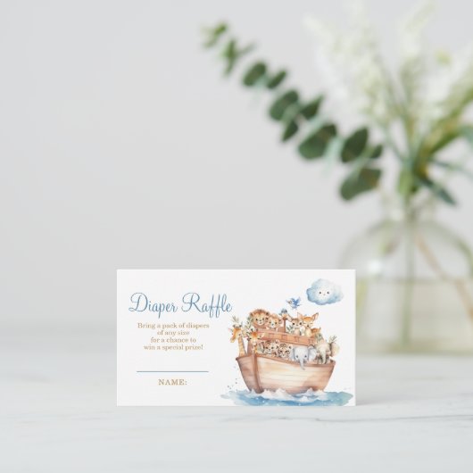 Niedliche Boy Noah's Ark Baby Dusche Windeln Winde Begleitkarte (Stehend Vorderseite)