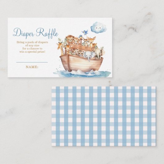 Niedliche Boy Noah's Ark Baby Dusche Windeln Winde Begleitkarte (Vorne/Hinten)