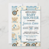 Niedliche Boy Teddy Bear Babydusche Einladung (Vorderseite)