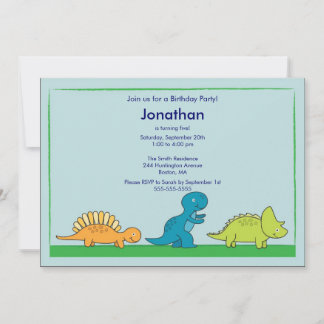 Niedliche Boys Dinosaur Geburtstagsparty Einladung