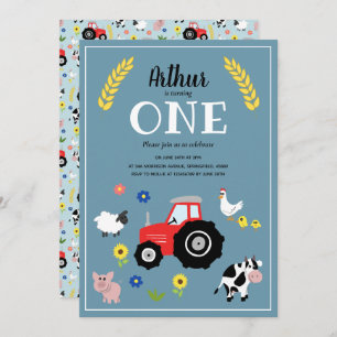 Niedliche Boys Farm Animations & Red Traktor 1. Ge Einladung