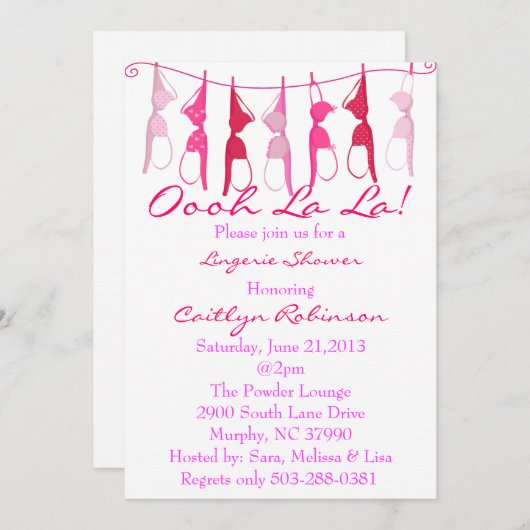 Niedliche Bra Bridal/Lingerie Dusche Einladung (Vorne/Hinten)