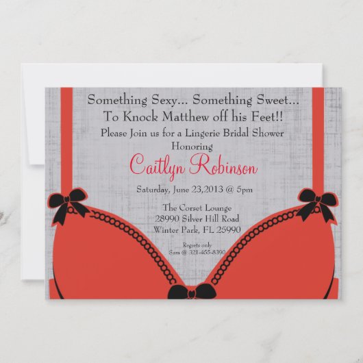 Niedliche Bra Lingerie Bridal Dusche Einladung (Vorderseite)
