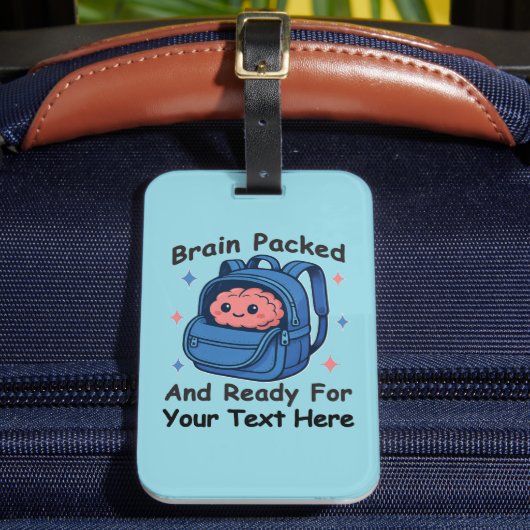 Niedliche "Brain Ready"-Version von Back-to-School Gepäckanhänger (Vorderseite Insitu 2)
