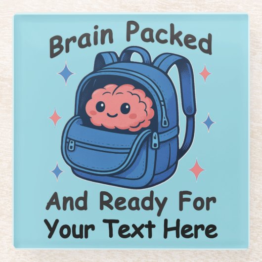 Niedliche "Brain Ready"-Version von Back-to-School Glasuntersetzer (Vorderseite)