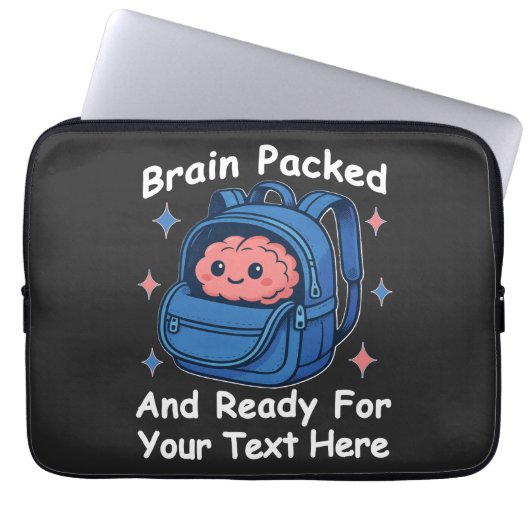 Niedliche "Brain Ready"-Version von Back-to-School Laptopschutzhülle (Vorderseite)