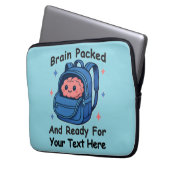 Niedliche "Brain Ready"-Version von Back-to-School Laptopschutzhülle (Vorderseite Links)