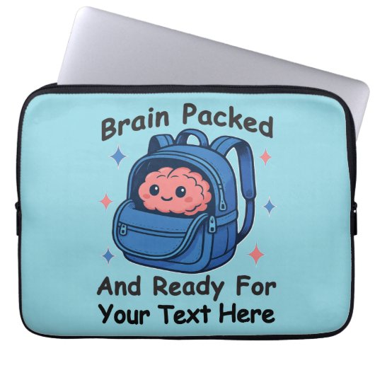 Niedliche "Brain Ready"-Version von Back-to-School Laptopschutzhülle (Vorderseite)