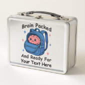 Niedliche "Brain Ready"-Version von Back-to-School Metall Brotdose (Vorderseite)