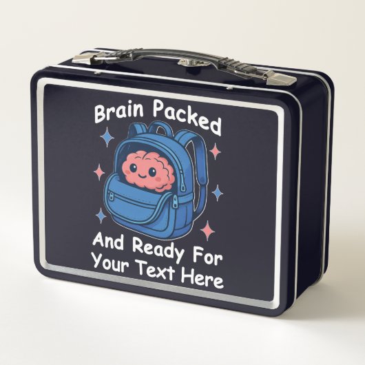 Niedliche "Brain Ready"-Version von Back-to-School Metall Brotdose (Rückseite)