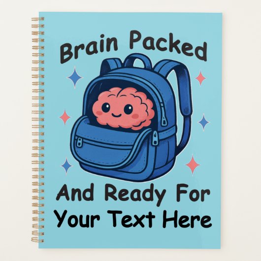 Niedliche "Brain Ready"-Version von Back-to-School Planer (Vorderseite)