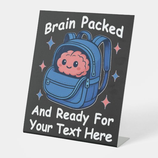 Niedliche "Brain Ready"-Version von Back-to-School Sockelschild (Vorderseite)