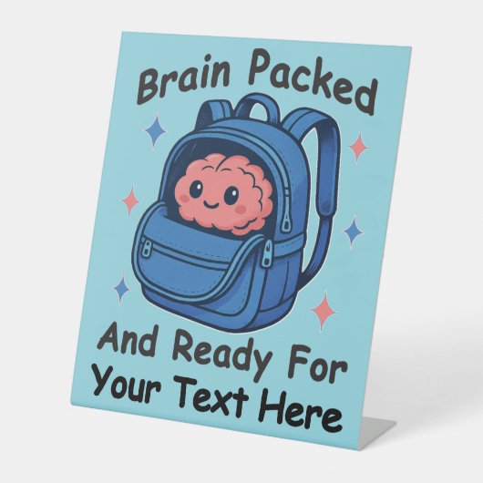 Niedliche "Brain Ready"-Version von Back-to-School Sockelschild (Vorderseite)