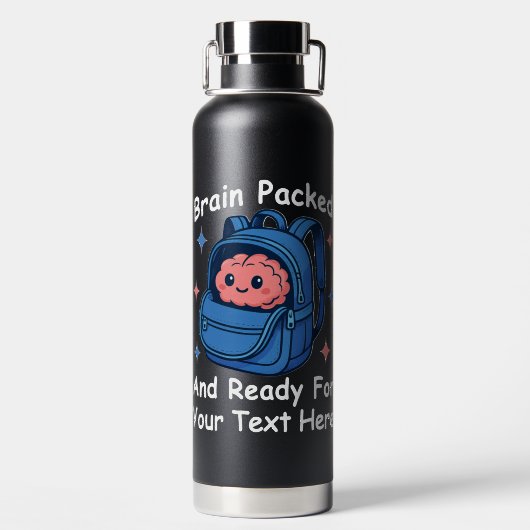 Niedliche "Brain Ready"-Version von Back-to-School Trinkflasche (Rückseite)