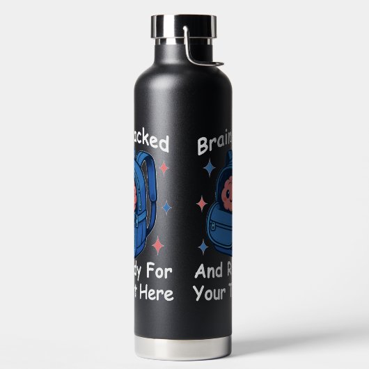 Niedliche "Brain Ready"-Version von Back-to-School Trinkflasche (links)