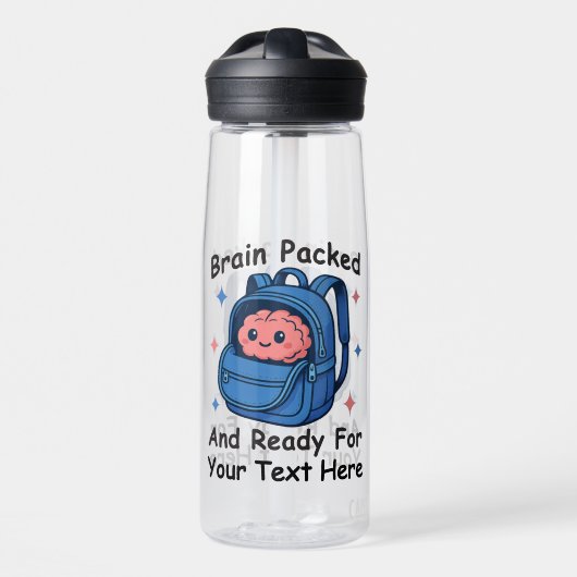 Niedliche "Brain Ready"-Version von Back-to-School Trinkflasche (Vorne)