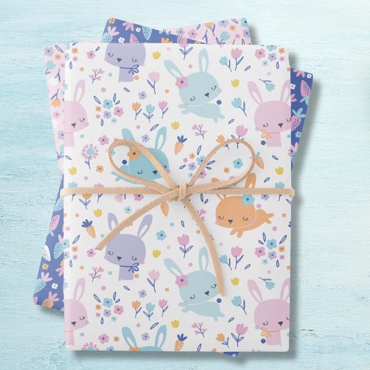Niedliche Bräuche mit Karotten und Blume in Pastel Geschenkpapier Set