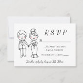 Niedliche Brauerei Schwarz-weiß Hochzeit RSVP (Vorderseite)