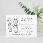 Niedliche Brauerei Schwarz-weiß Hochzeit RSVP (Stehend Vorderseite)