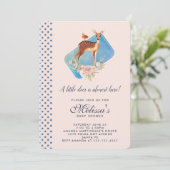 Niedliche Braun-Aquarell Hirschdusche Einladung (Stehend Vorderseite)