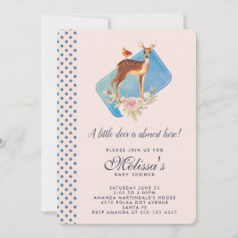 Niedliche Braun-Aquarell Hirschdusche Einladung