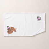 Niedliche Braun-Bunny & Apple-Blume auf Weiß Badhandtuch Set (Handtuch)