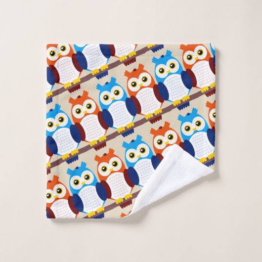 Niedliche Braun- und Blautögel in Zweigstellen Badhandtuch Set (Waschlappen)