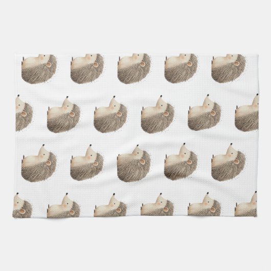 Niedliche Brauncreme-Igel Geschirrtuch (Horizontal)