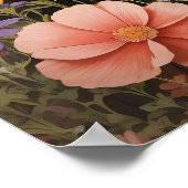 Niedliche braune Dackel und Kosmos-Blume Poster (Ecke)