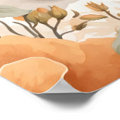 Niedliche braune Dackel Welpe Peach Floral Poster (Ecke)