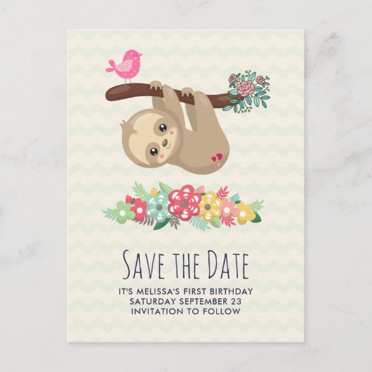 Niedliche braune Fahne, die Save the Date auf den Postkarte (Vorderseite)