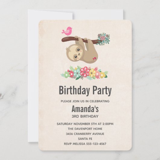 Niedliche braune Fahne, die sich bis zum Geburtsta Einladung (Vorderseite)