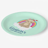 Niedliche braune Fahne, Meditation an einem wolkig Pappteller (Schrägansicht)