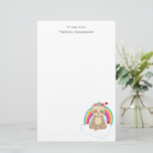 Niedliche braune Fahne, meditierend auf einer Wolk Briefpapier (Stehend Vorderseite)