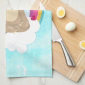 Niedliche braune Fahne, meditierend auf einer Wolk Geschirrtuch (Viertel Falte)