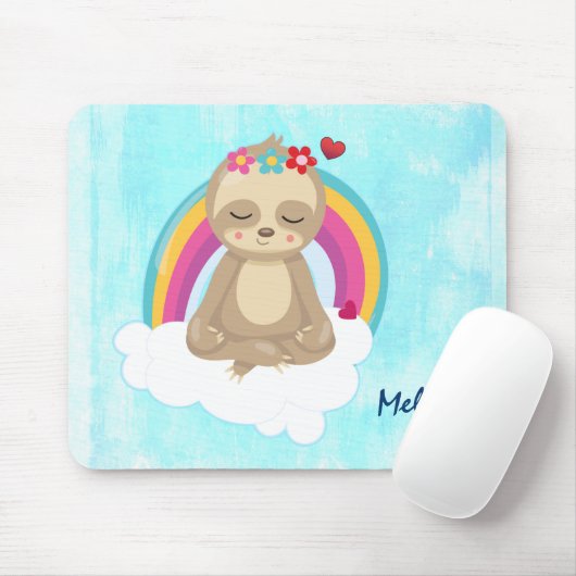 Niedliche braune Fahne, meditierend auf einer Wolk Mousepad (Mit Mouse)