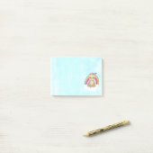 Niedliche braune Fahne, meditierend auf einer Wolk Post-it Klebezettel (Auf Schreibtisch)