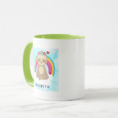 Niedliche braune Fahne, meditierend auf einer Wolk Tasse (Vorderseite Links)