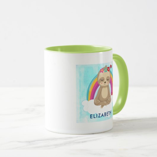 Niedliche braune Fahne, meditierend auf einer Wolk Tasse (VorderseiteRechts)