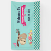 Niedliche braune Faulenzer mit Dusche auf dem Kopf Banner (Vertikal)