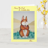 Niedliche braune Hasen-Blume verspäteten Geburtsta Karte (Gelbe Blume)