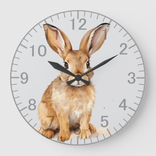 Niedliche Braune Hasen Große Wanduhr (Vorderseite)