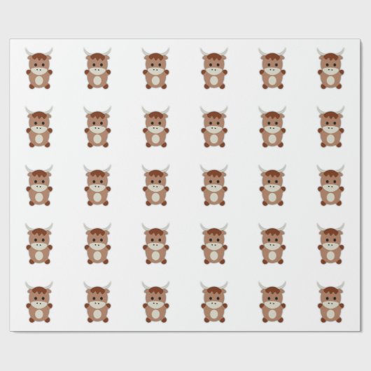 Niedliche Braune Kuh Geschenkpapier (Flach)