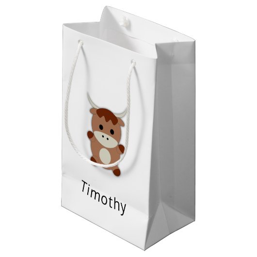 Niedliche Braune Kuh Kleine Geschenktüte (Vorderseite Schrägansicht)