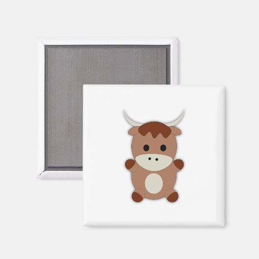 Niedliche Braune Kuh Magnet (Vorderseite/Rückseite)