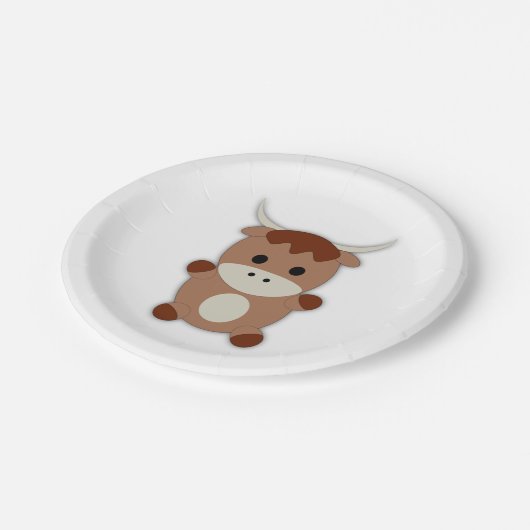 Niedliche Braune Kuh Pappteller (Schrägansicht)