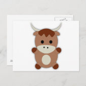 Niedliche Braune Kuh Postkarte (Vorne/Hinten)