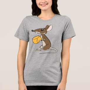 Niedliche braune Maus mit einem Stück Käse Tri-Blend Shirt