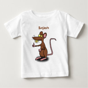 Niedliche braune Ratte hält Cartoon hoch Baby T-shirt