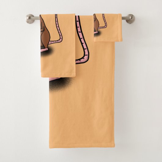 Niedliche braune Ratte hält Cartoon hoch Badhandtuch Set (Insitu)